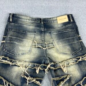 ESNTL LAB Distressed JEANS Men 36 BIG TALL Stretch Dark Acid Wash